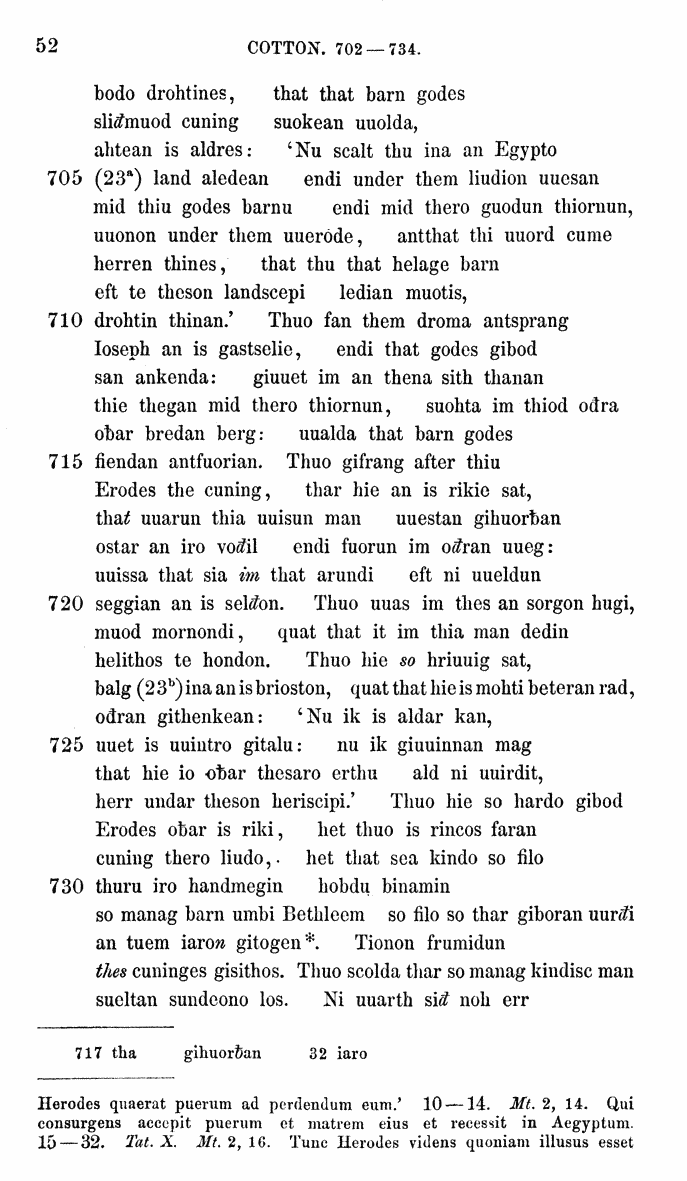 HELIAND herausgegeben von Eduard Sievers (1878) p.  52.
