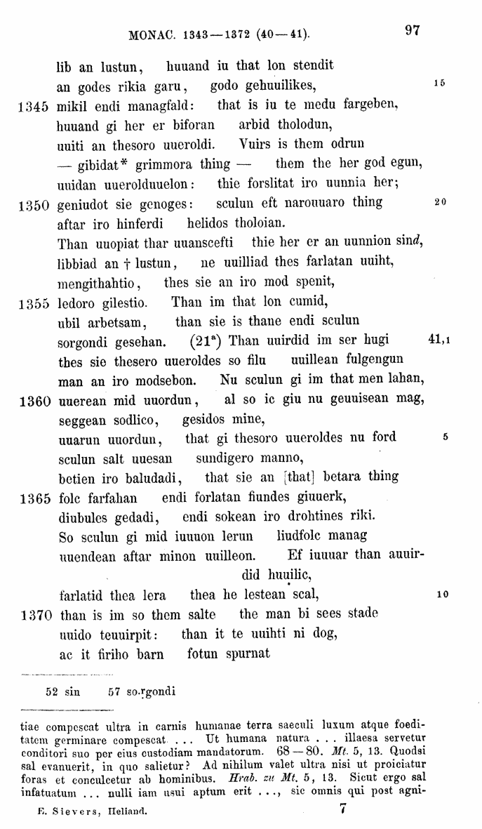 HELIAND herausgegeben von Eduard Sievers (1878) p.  97.