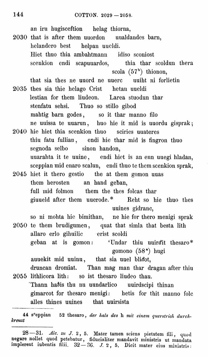 HELIAND herausgegeben von Eduard Sievers (1878) p.  144.
