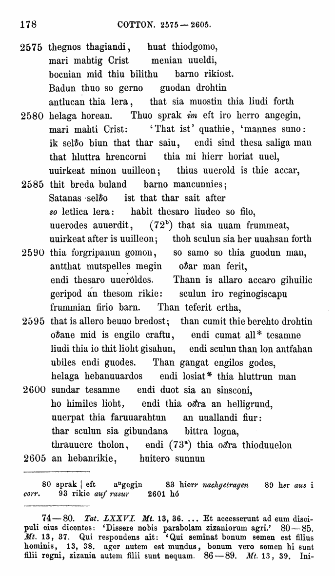 HELIAND herausgegeben von Eduard Sievers (1878) p.  178.