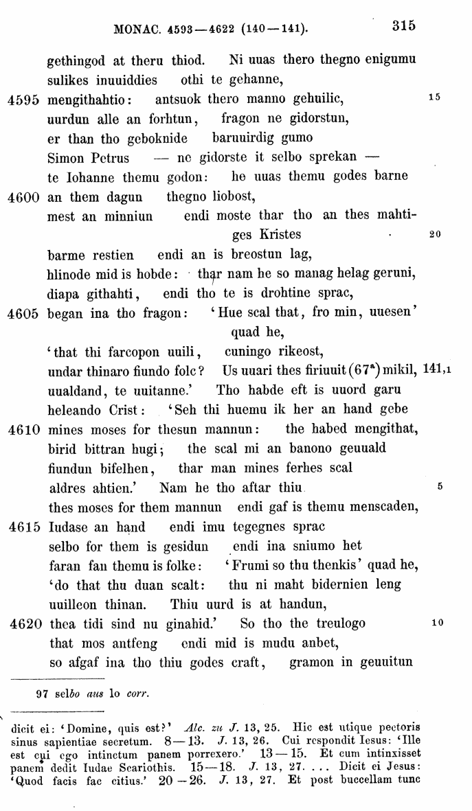 HELIAND herausgegeben von Eduard Sievers (1878) p.  315.