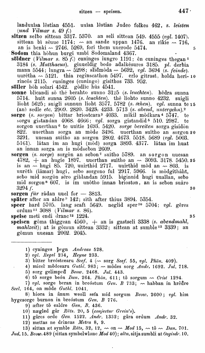 HELIAND herausgegeben von Eduard Sievers (1878) p.  447.